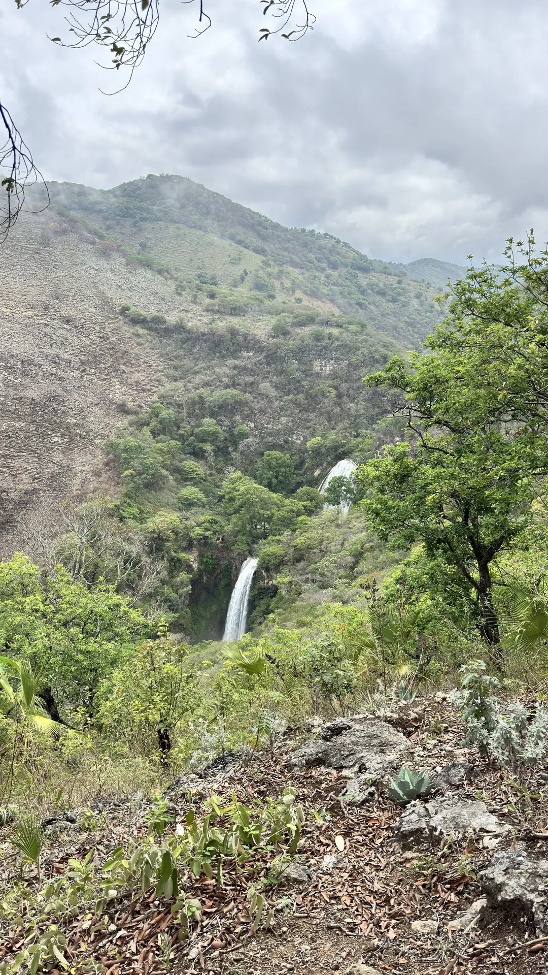Vista de las cascadas de Tzimol entre las montañas